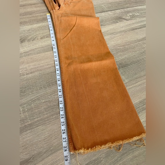 ZARA Awesome Rusty Orange Wide Leg High Rise Pants with Fringe Cuffs. Size 0 - Picture 10 of 11